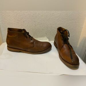 Frye Brown Bowery Leather Lace Up Chukka Boots 12 D in Tan